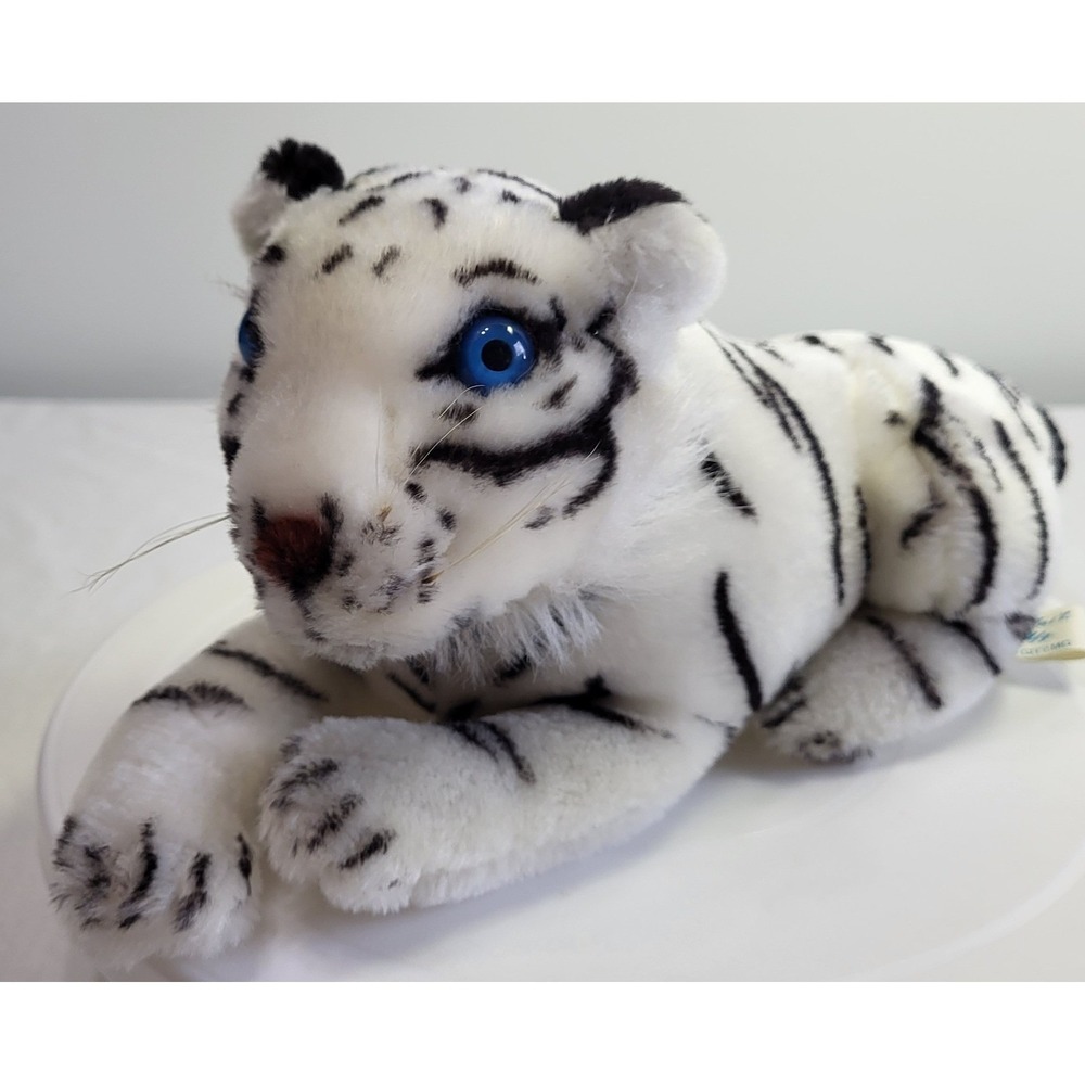 Siman International Tay White Tiger Plush 15" Blue Eyes Vintage Stuffed Animal